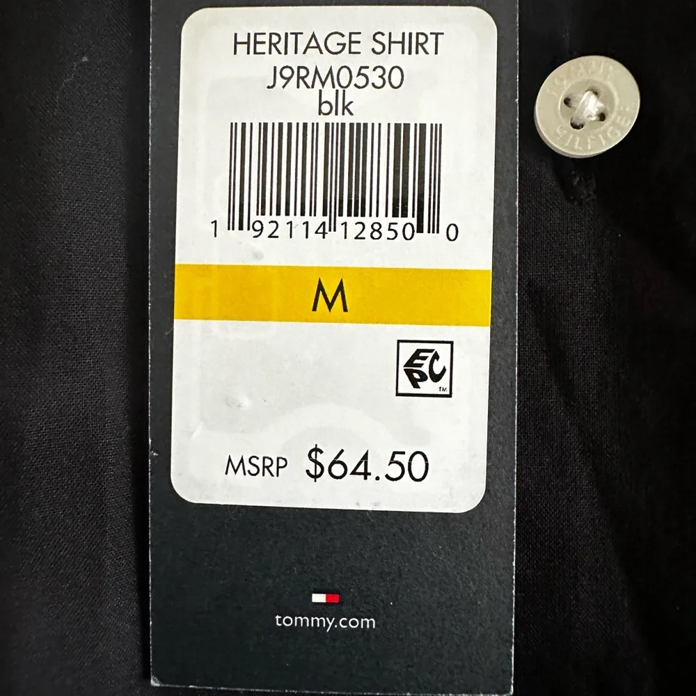 TOMMY HILFIGER Black Heritage Shirt - Size Medium - Never worn - Picture 5 of 6